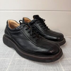 London Underground Mens 11 Maltese Leather Lace Up Oxford Black Punk Grunge Goth